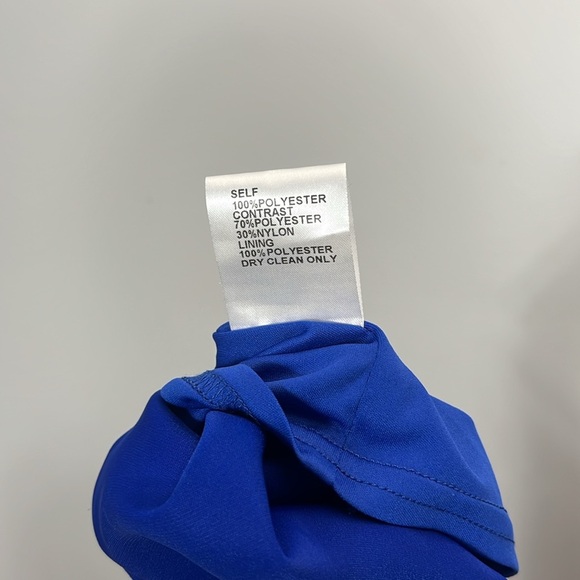 Tadashi Shoji One Shoulder Royal Blue Sequin Cape Sleeve Dress size 10 - Picture 5 of 6